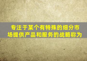 专注于某个有特殊的细分市场提供产品和服务的战略称为