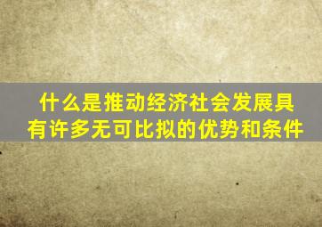 什么是推动经济社会发展具有许多无可比拟的优势和条件