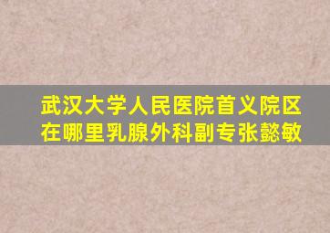 武汉大学人民医院首义院区在哪里乳腺外科副专张懿敏