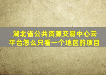 湖北省公共资源交易中心云平台怎么只看一个地区的项目