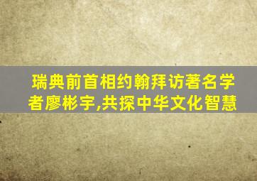 瑞典前首相约翰拜访著名学者廖彬宇,共探中华文化智慧