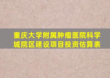 重庆大学附属肿瘤医院科学城院区建设项目投资估算表