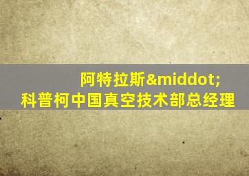 阿特拉斯·科普柯中国真空技术部总经理