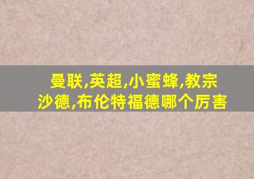曼联,英超,小蜜蜂,教宗沙德,布伦特福德哪个厉害