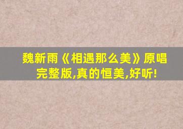 魏新雨《相遇那么美》原唱完整版,真的恒美,好听!